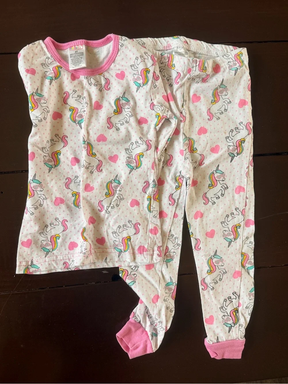 Swiggles White Unicorn & Pink Heart Kids Pajama Set